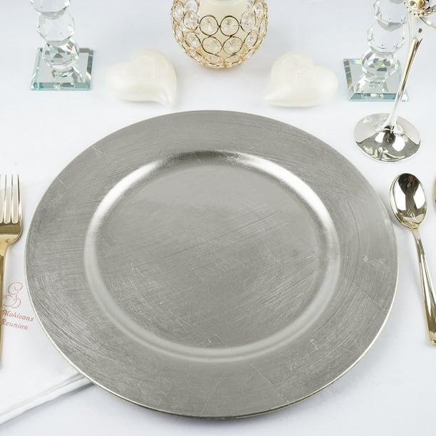 Details about  / American Atelier Round Melamine 13/" Charger Plate Event Wedding Decor Silver